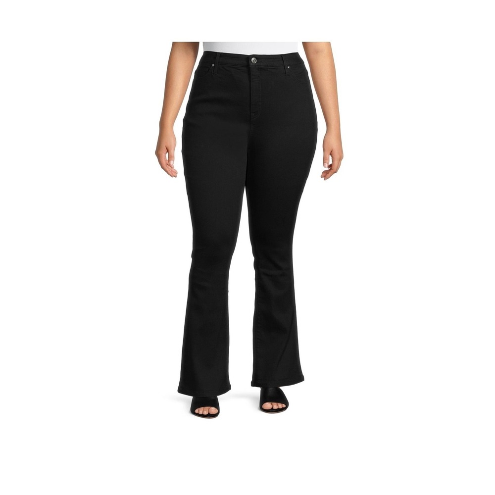 *NEW* 34W Terra & Sky Women's Black Core Bootcut High Rise Jeans Plus